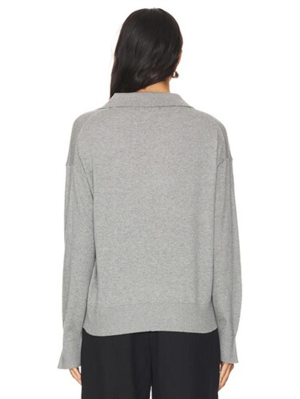 NWT LBLC The Label Womens Heather Grey Christina Collared V Neck Top Size Large - Picture 2 of 7